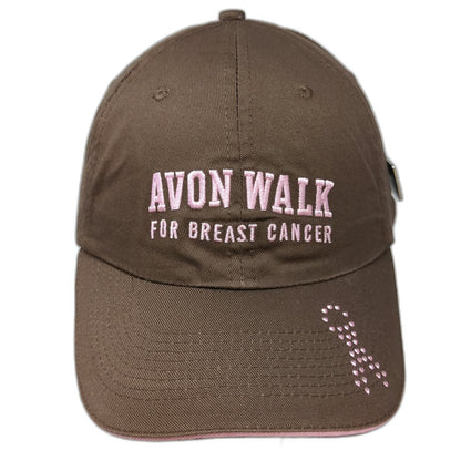 Avon Baseball Cap Brown One Size Breast Cancer Awareness Ribbon Enamel Pin Hat