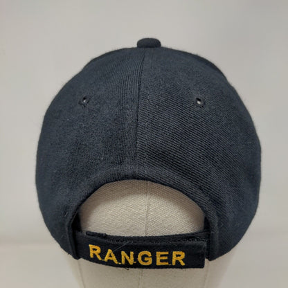 Ranger Strapbak Hat Black One Size Adjustable Embroidered Vented Holes 6 Panel