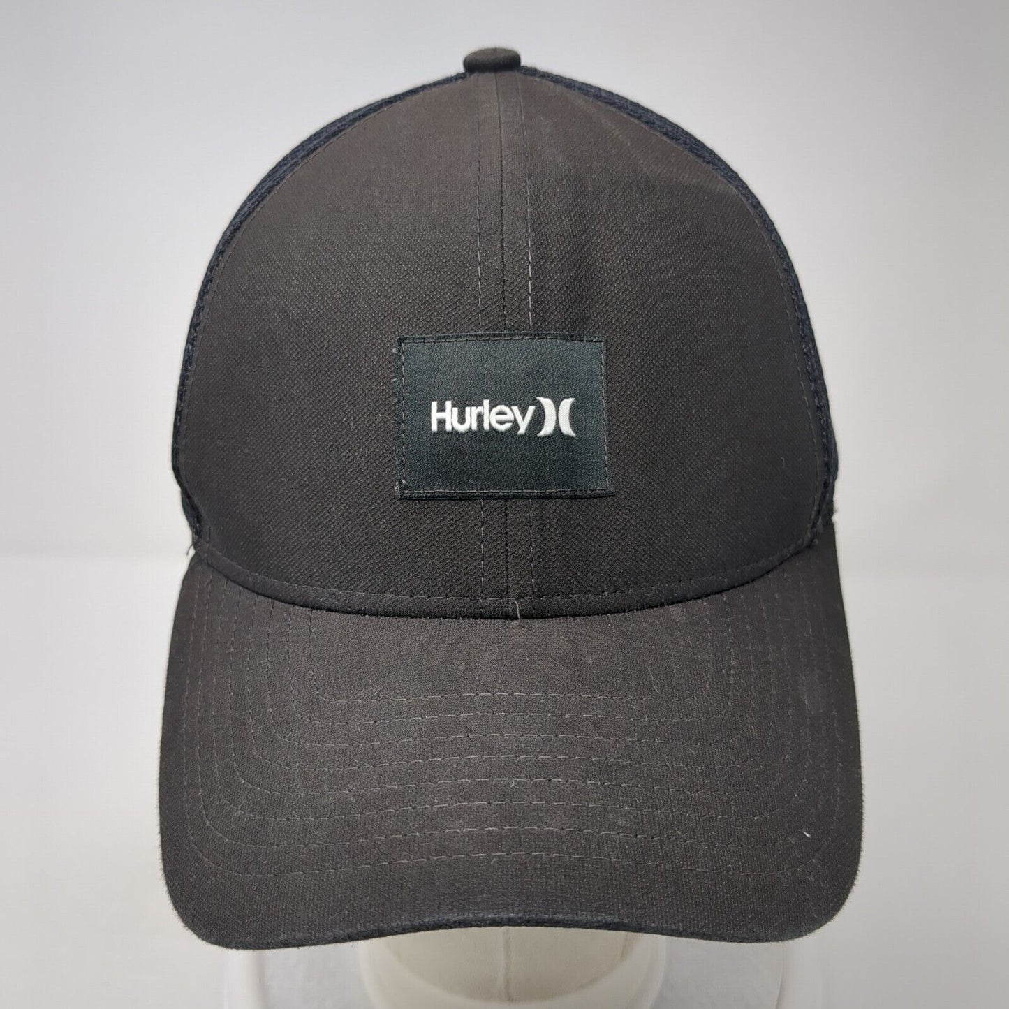 Hurley Patch Snapback Mesh Back Trucker Hat Black One Size 6 Panel