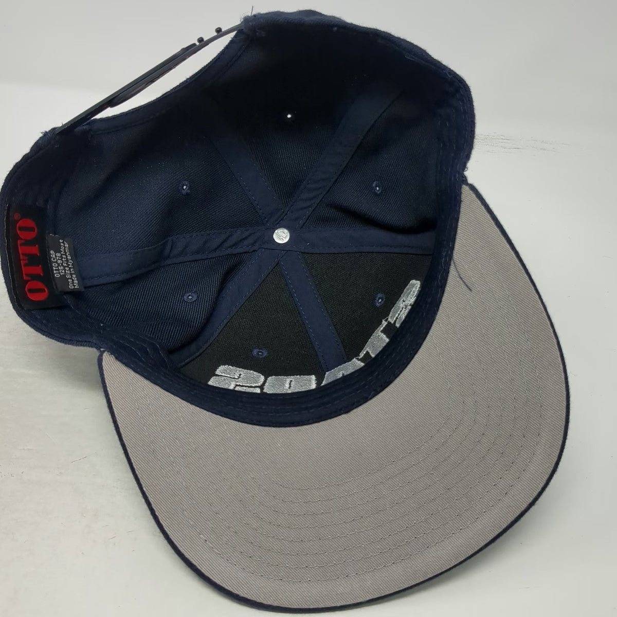 OTTO Snapback Hat Blue One Size Stars Embroidery Gray Underbrim Structured