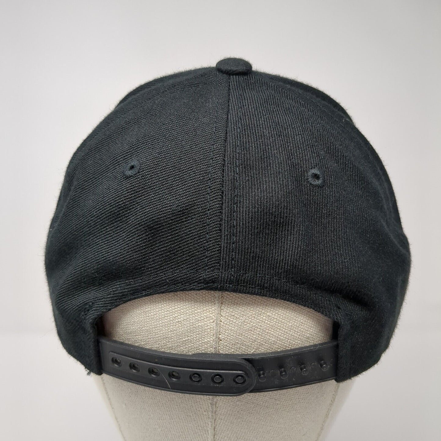 Sport-Tek Snapback Hat Black OS Adjustable Embroidered Vented Holes 6 Panel