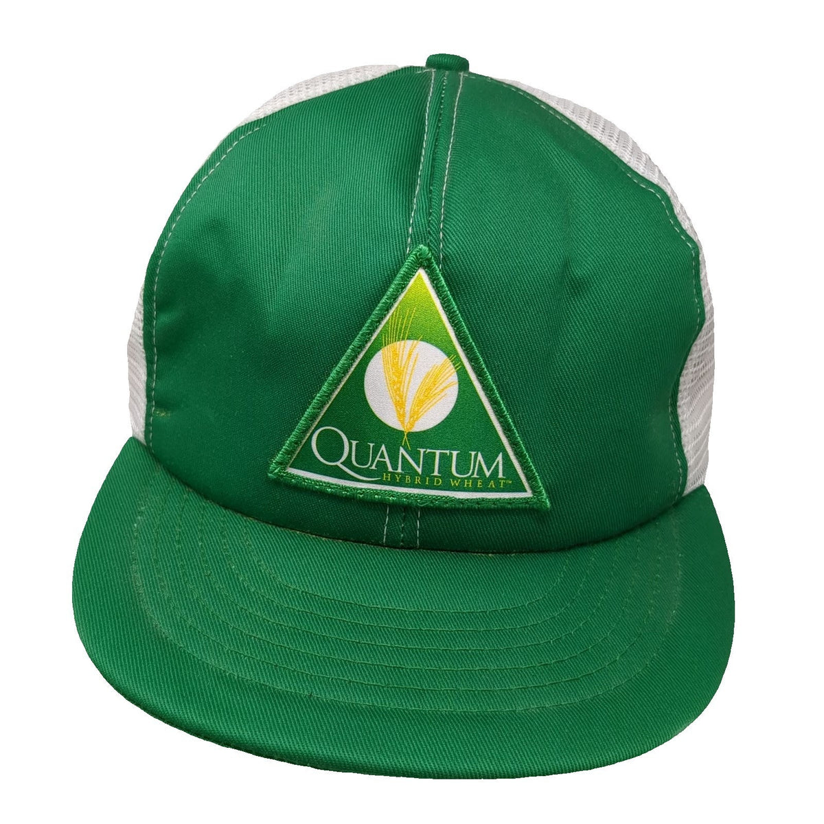 Cap America Trucker Hat Green White One Size Quantum Hybrid Wheat Mesh Back