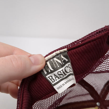 Luna Basics Snapback Trucker Hat Red OS Adjustable Embroidered Mesh Back Rope