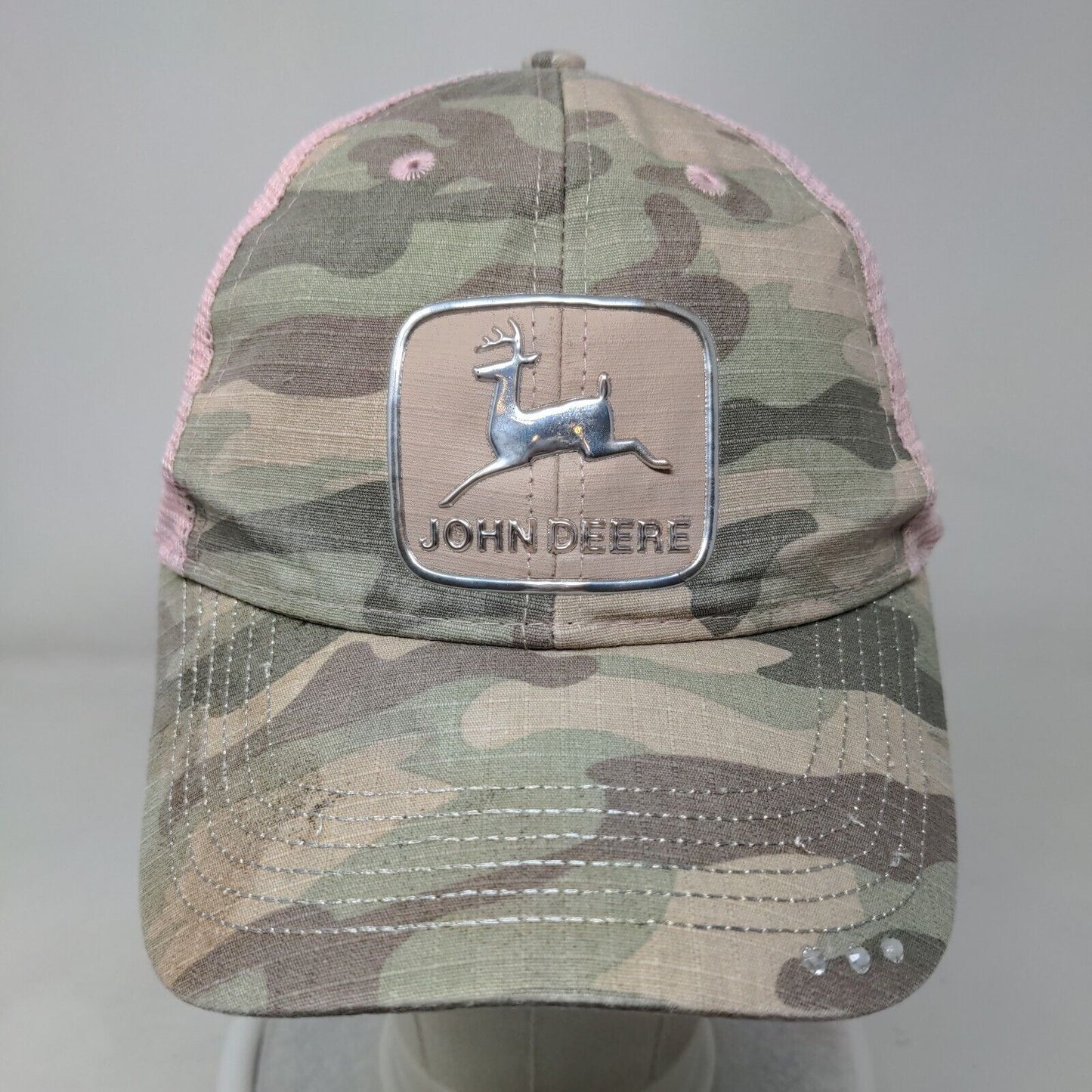 John Deere Snapback Mesh Back Trucker Hat Camouflage OSFM Tractor Girl