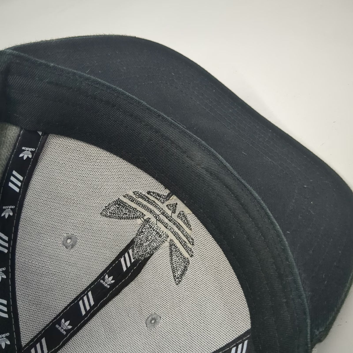 Adidas Snapback Gray One Size Black Flat Brim Trefoil Wool Blend Logo Hat