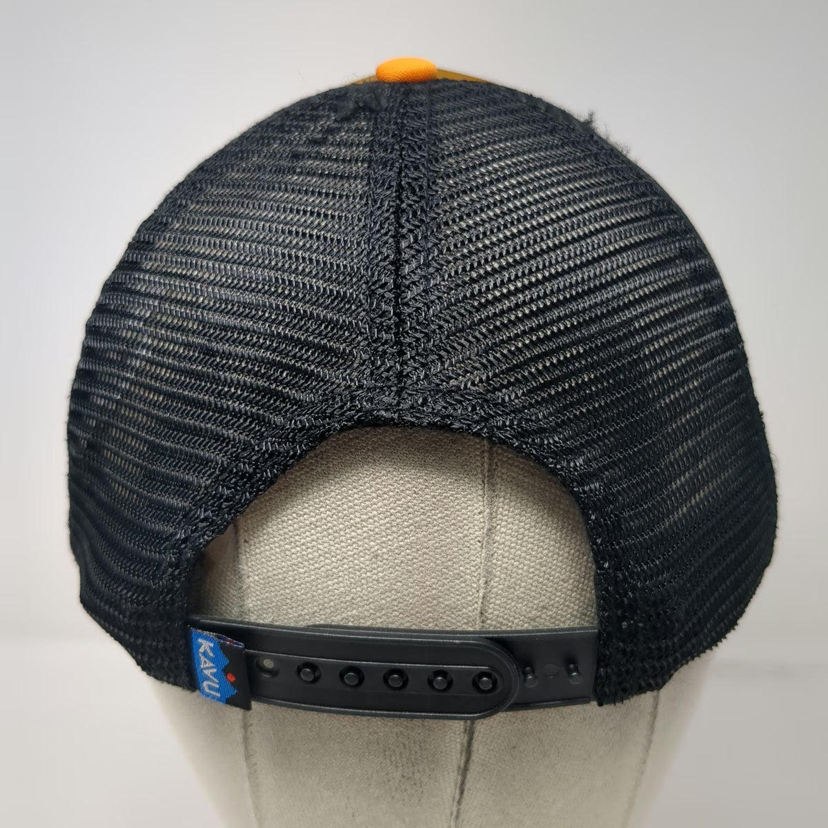 KAVU Trucker Hat Yellow Blue One Size Mesh Snapback Foam Landscape Mountain