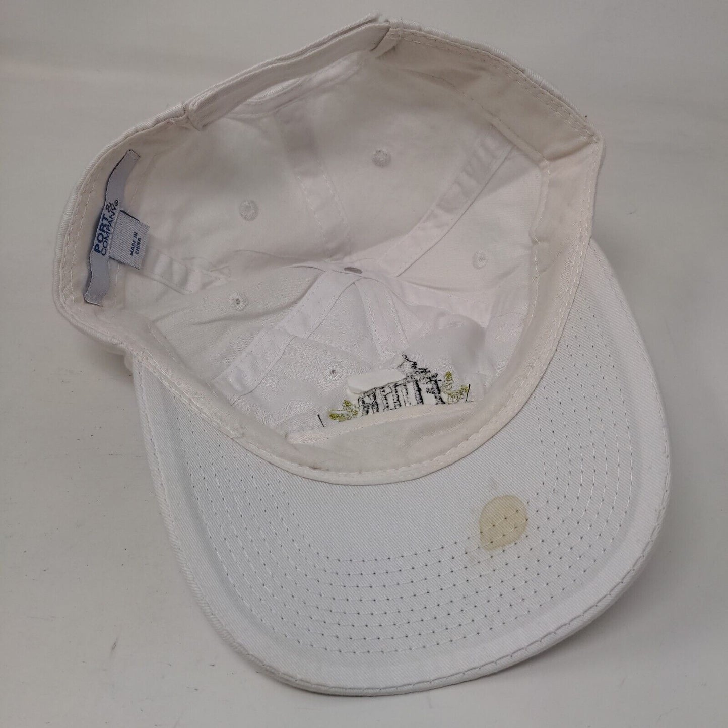 Four Fathers Strapback Hat White One Size Adjustable Embroidered Port & Company