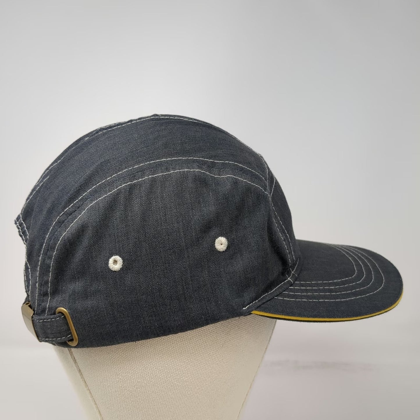 McDonald's 5 Panel Gray Hat One Size Contrast Stitching Yellow Underbrim Buckle