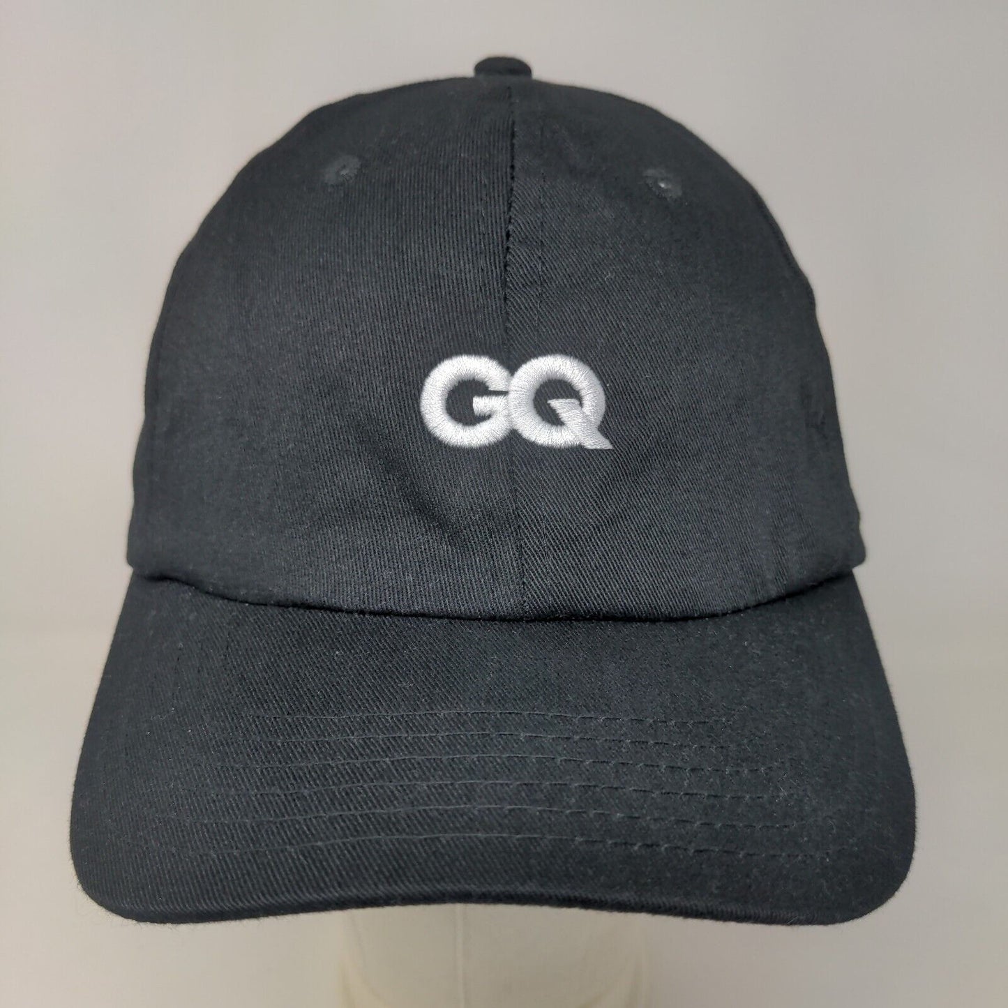 GQ Magazine Men's Slideback Hat Black Size OSFM Embroidered Logo Cotton Blend