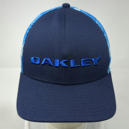 Oakley Trucker Hat Blue One Size Snapback Camo Mesh Embroidered Logo Sun Cap