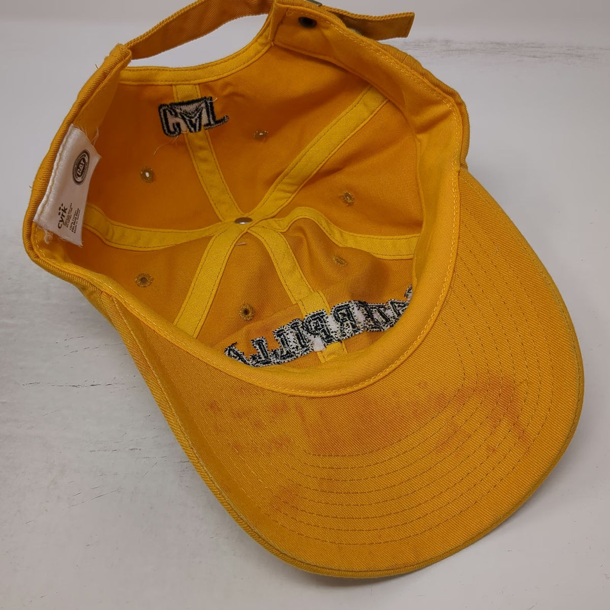 Caterpillar Yellow Baseball Cap One Size Embroidered Logo Cotton Slideback Hat