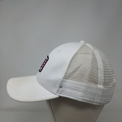 American Flag Fishing Hook Snapback Mesh Back Trucker Hat White OSFM Avid