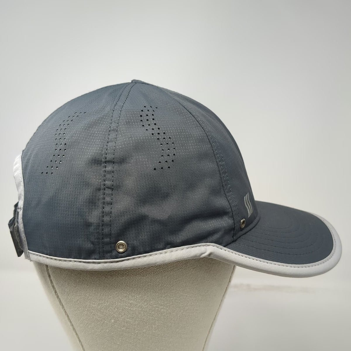 SAAKA Baseball Cap Gray One Size Perforated Performance Strapback Athletic Hat