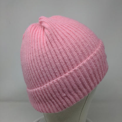 Dog Mom Ribbed Knit Beanie Hat Pink One Size Embroidered Solid