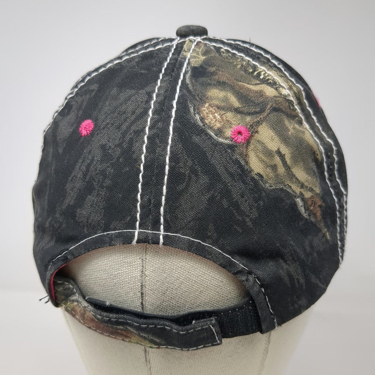 Mossy Oak Baseball Cap Black Pink One Size Lace Underlay Strapback Hat Camo Logo