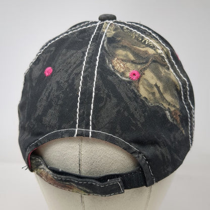 Mossy Oak Baseball Cap Black Pink One Size Lace Underlay Strapback Hat Camo Logo