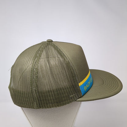 Badfish Snapback Mesh Back Trucker Hat Green One Size Solid Outdoor