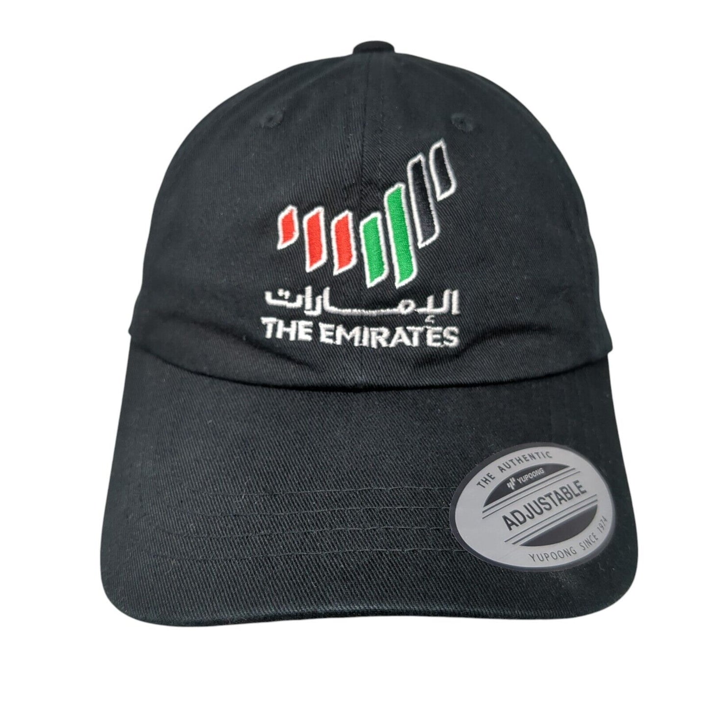The Emirates Slideback Hat Black OSFA Adjustable Embroidered Yupoong