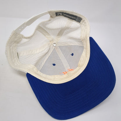 Richardson Snapback Trucker Hat Blue One Size Embroidered Logo Mesh Back