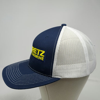 Outdoor Cap Trucker Hat Blue White One Size Mesh Back Snapback Bretz RV Marine