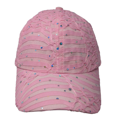Unbranded Strapback Hat Pink One Size Sequin Bling Adjustable 6 Panel