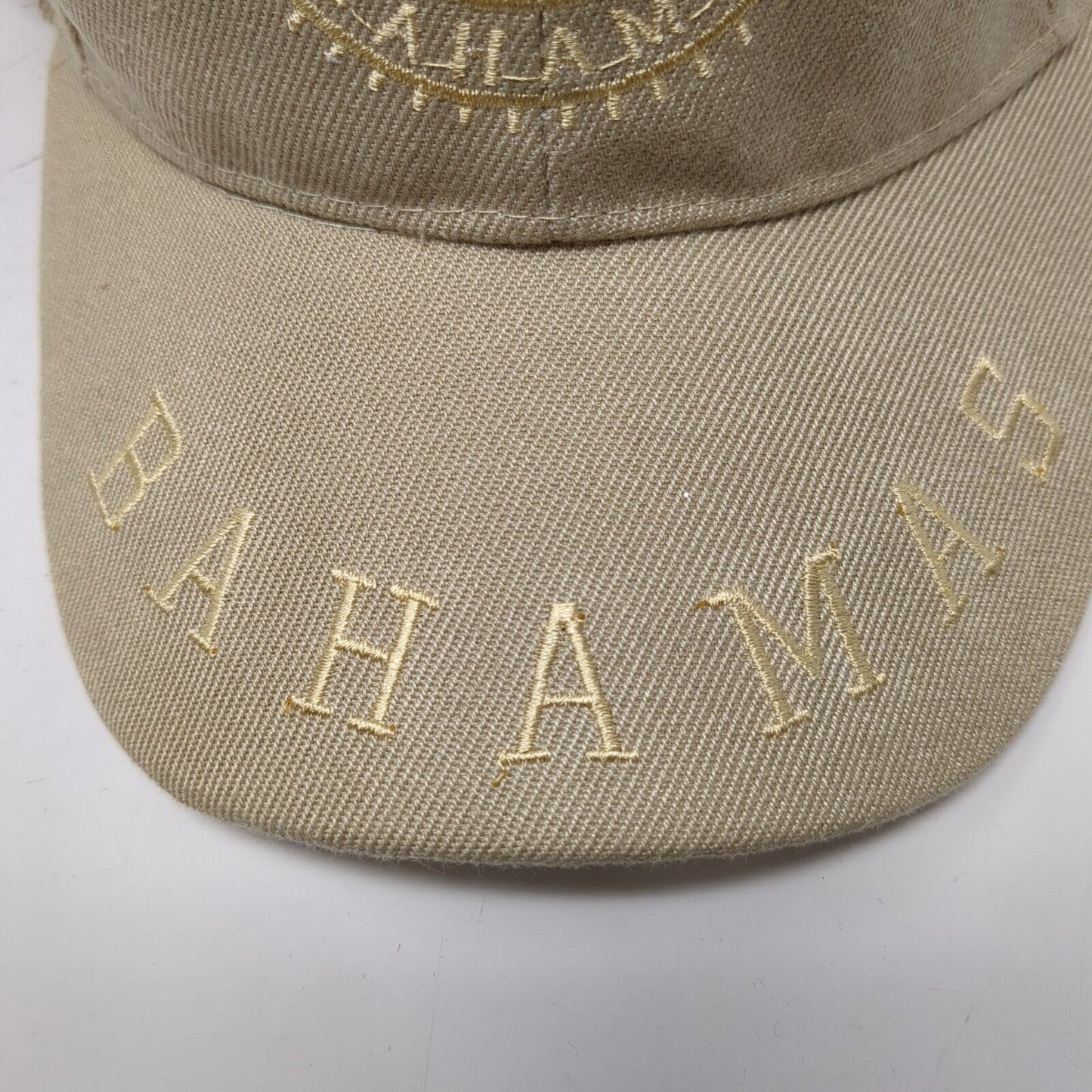 Island of The Bahamas Strapback Hat Tan One Size Adjustable Embroidered 6 Panel