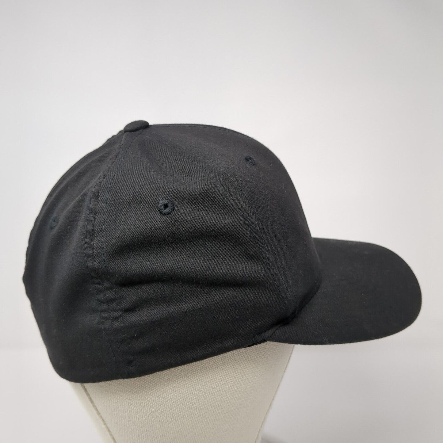 Volcom Fitted Hat Black S/M Embroidered Vented Holes 6 Panel Flexfit