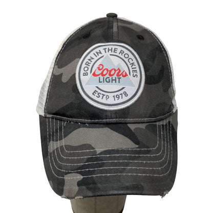 Coors Light Men's Strapback Mesh Back Gray Camo Hat OSFM Embroidered Logo Beer