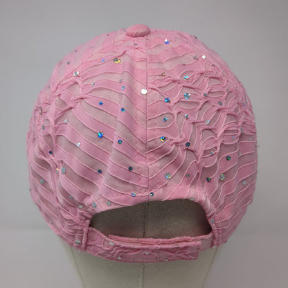 Unbranded Strapback Hat Pink One Size Sequin Bling Adjustable 6 Panel