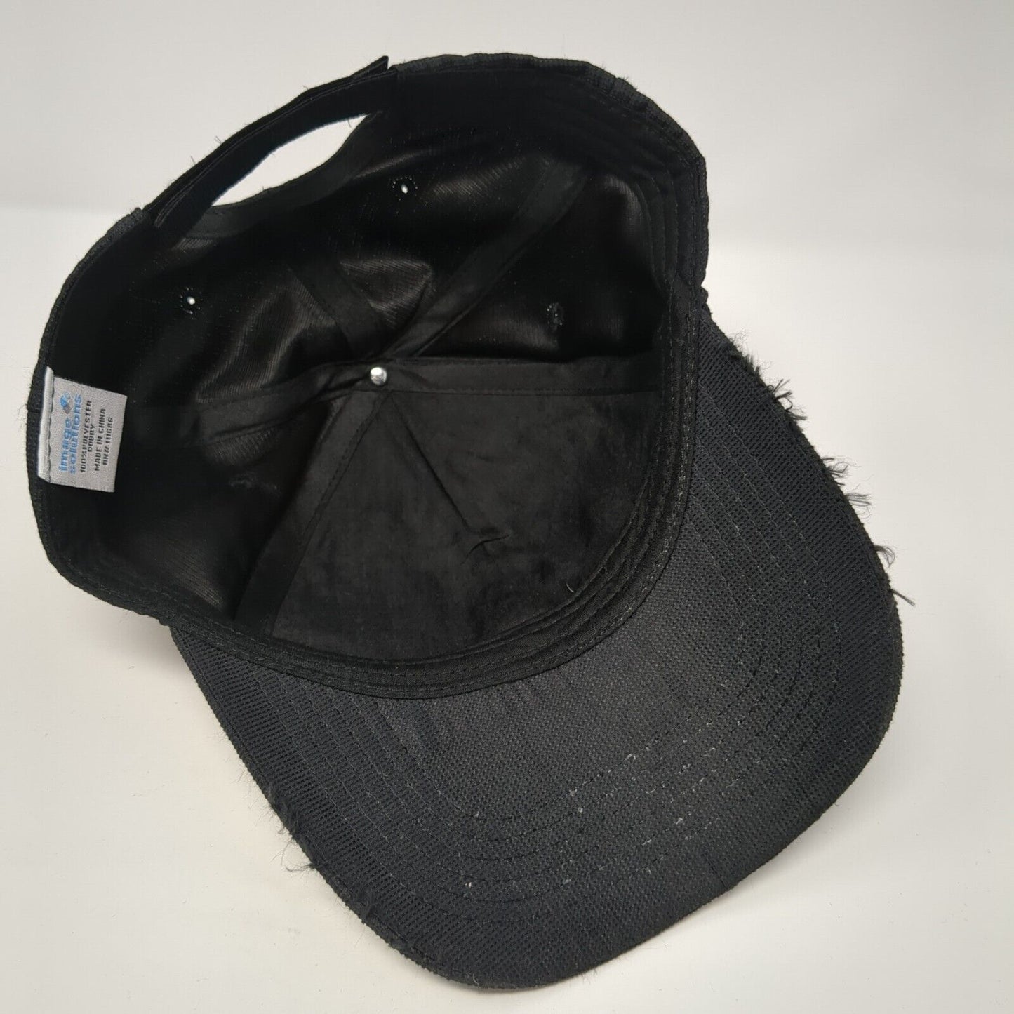 Image Solutions Strapback Hat Black One Size Adjustable Embroidered Logo