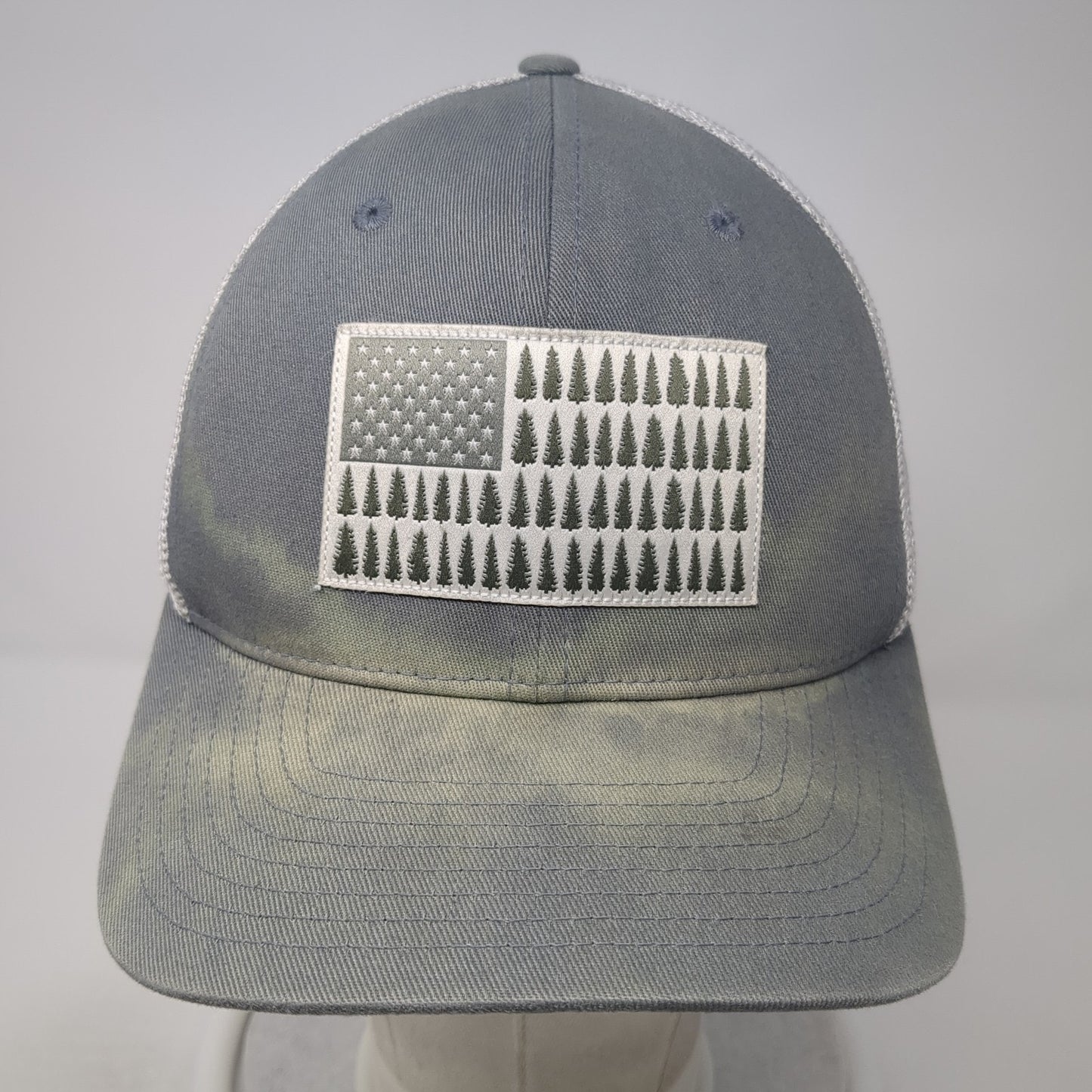 Columbia Tree Flag Fitted Baseball Cap Gray Medium Patriotic Mesh Back
