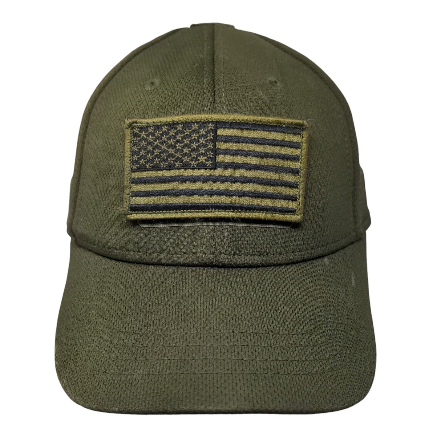 American Flag Fitted Hat Green S/M Patch Patriotic Vented Holes 6 Panel Condor