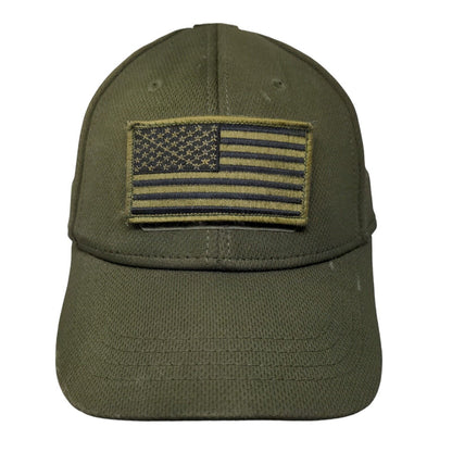 American Flag Fitted Hat Green S/M Patch Patriotic Vented Holes 6 Panel Condor