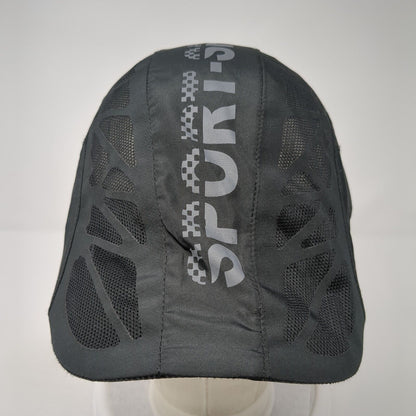 Sports Strapback Beret Sun Hat Black One Size Adjustable Breathable Mesh