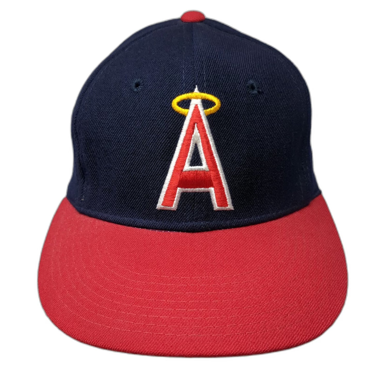 New Era Cap Blue Red 6 7/8 Angels MLB Diamond Collection Fitted Hat Vintage
