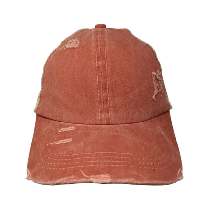 Unbranded Criss Cross Ponytail Trucker Hat Brownish-Orange One Size