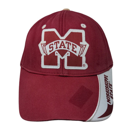 Mississippi State Strapback Hat Red White Embroidered Logo OSFA 100% Cotton