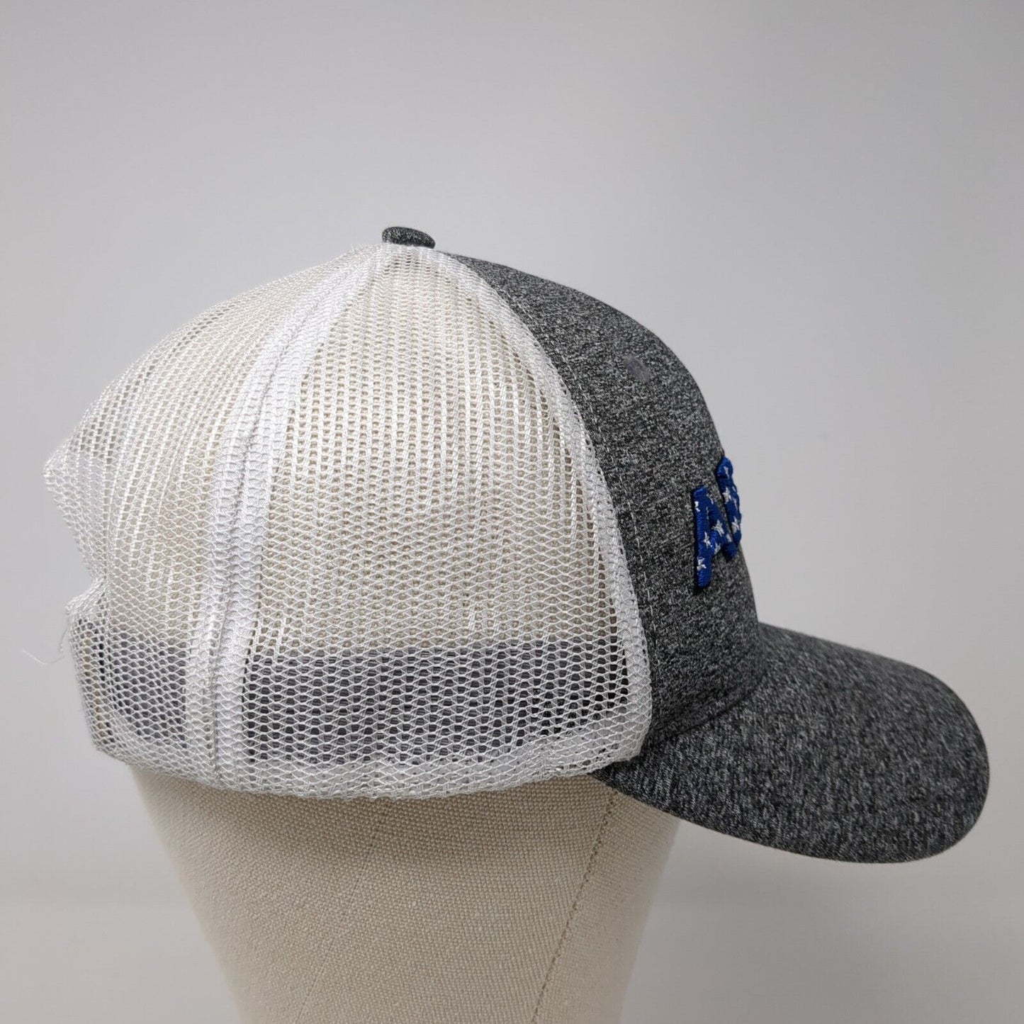 Ariat Snapback Trucker Hat Gray One Size Adjustable Mesh Back Patriotic USA Flag