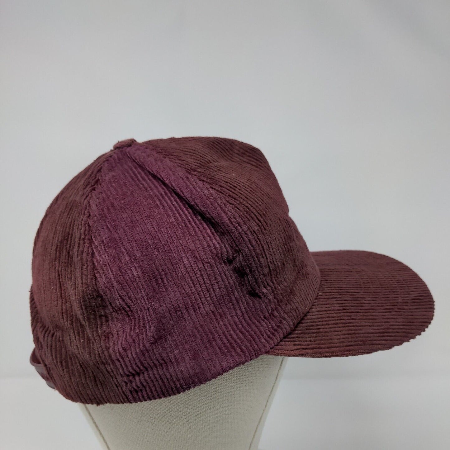 Stuart James Snapback Hat Red M/L Adjustable Corduroy Embroidered 6 Panel