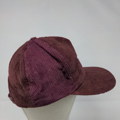 Stuart James Snapback Hat Red M/L Adjustable Corduroy Embroidered 6 Panel