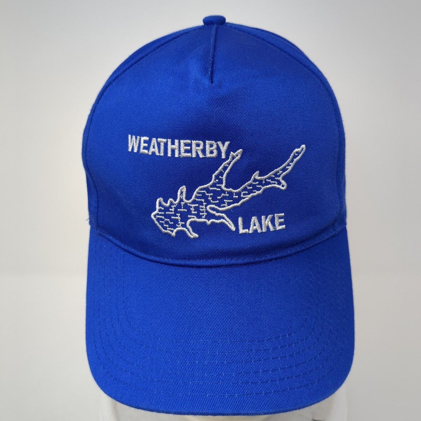 Weatherby Lake Snapback Hat Blue One Size Adjustable Embroidered 6 Panel