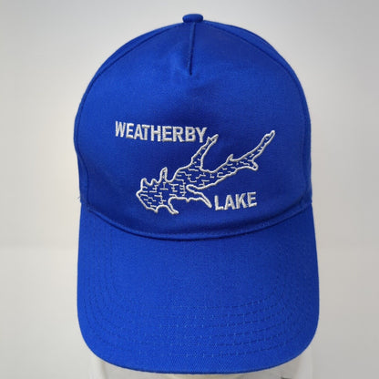 Weatherby Lake Snapback Hat Blue One Size Adjustable Embroidered 6 Panel