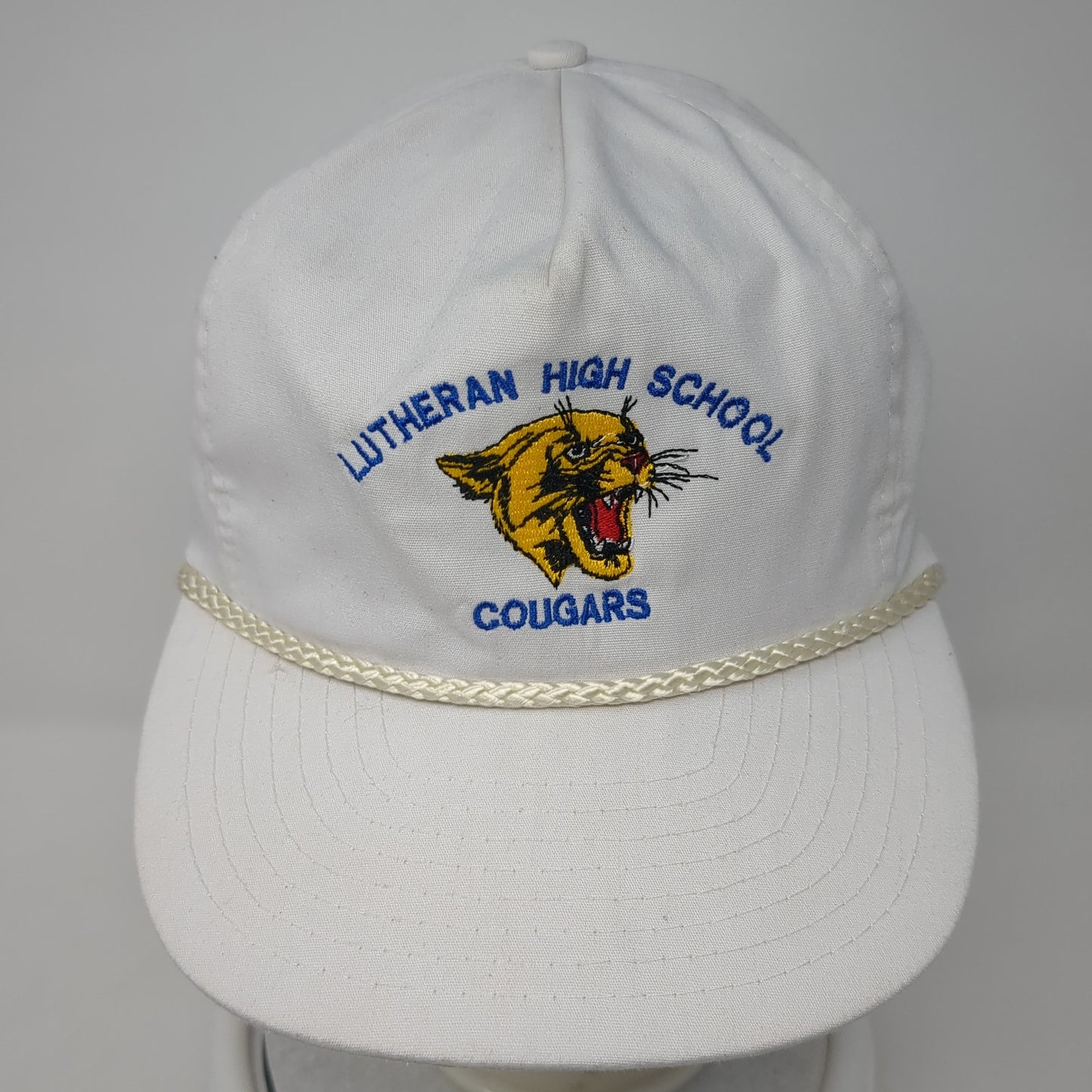 Lutheran High School Cougars Baseball Cap White One Size Adjustable Rope Nissin