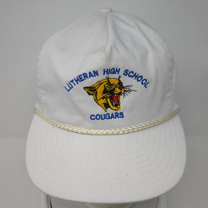 Lutheran High School Cougars Baseball Cap White One Size Adjustable Rope Nissin