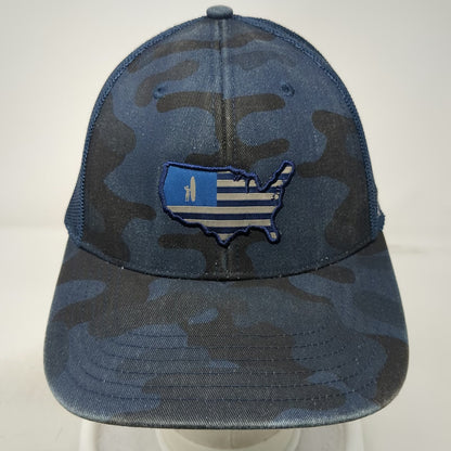 johnnie-O Trucker Hat Blue Camo USA Surfer Flag One Size Mesh Snapback Patch