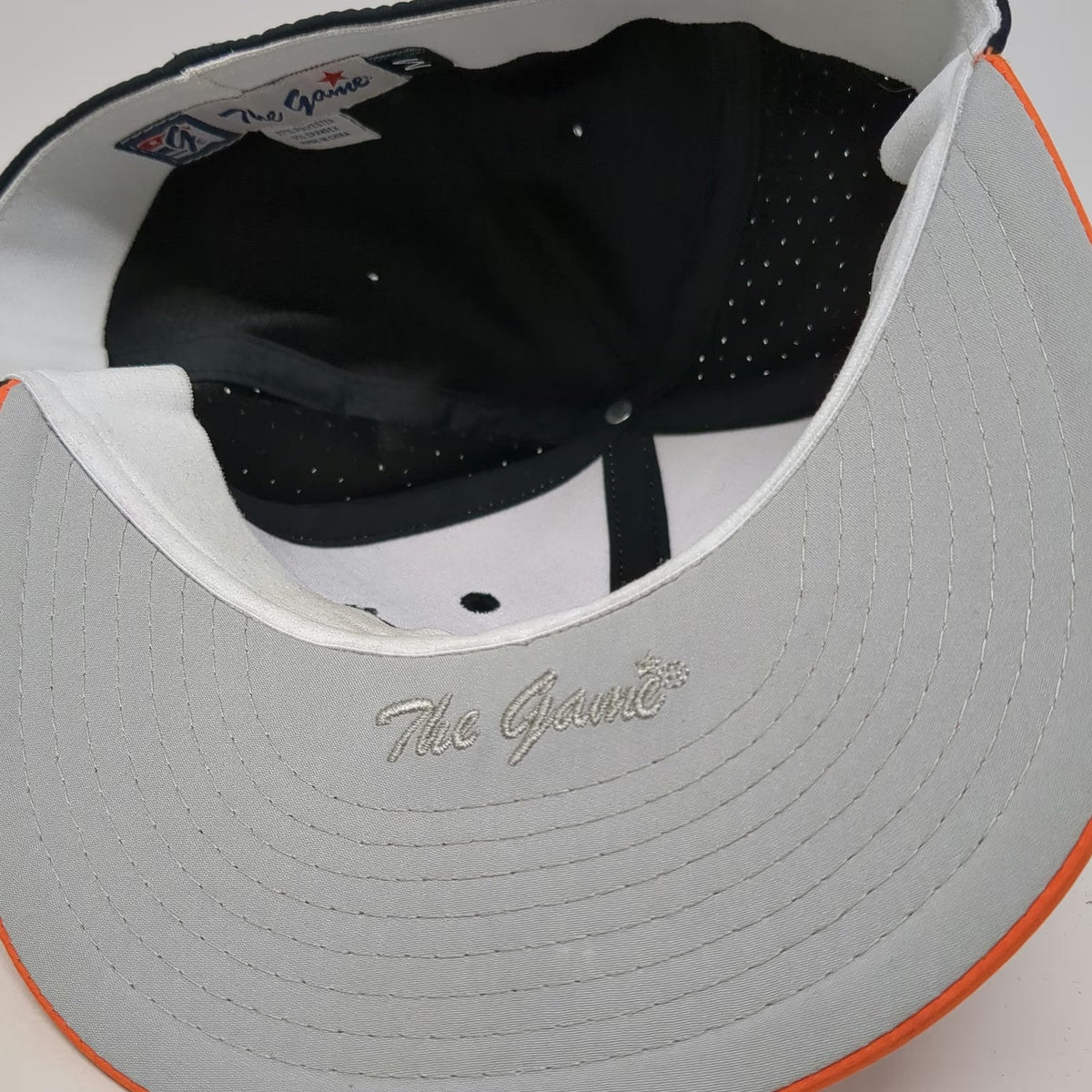 The Game Baseball Cap White Black Orange M Simons Painting Logo Stretch Fit Hat