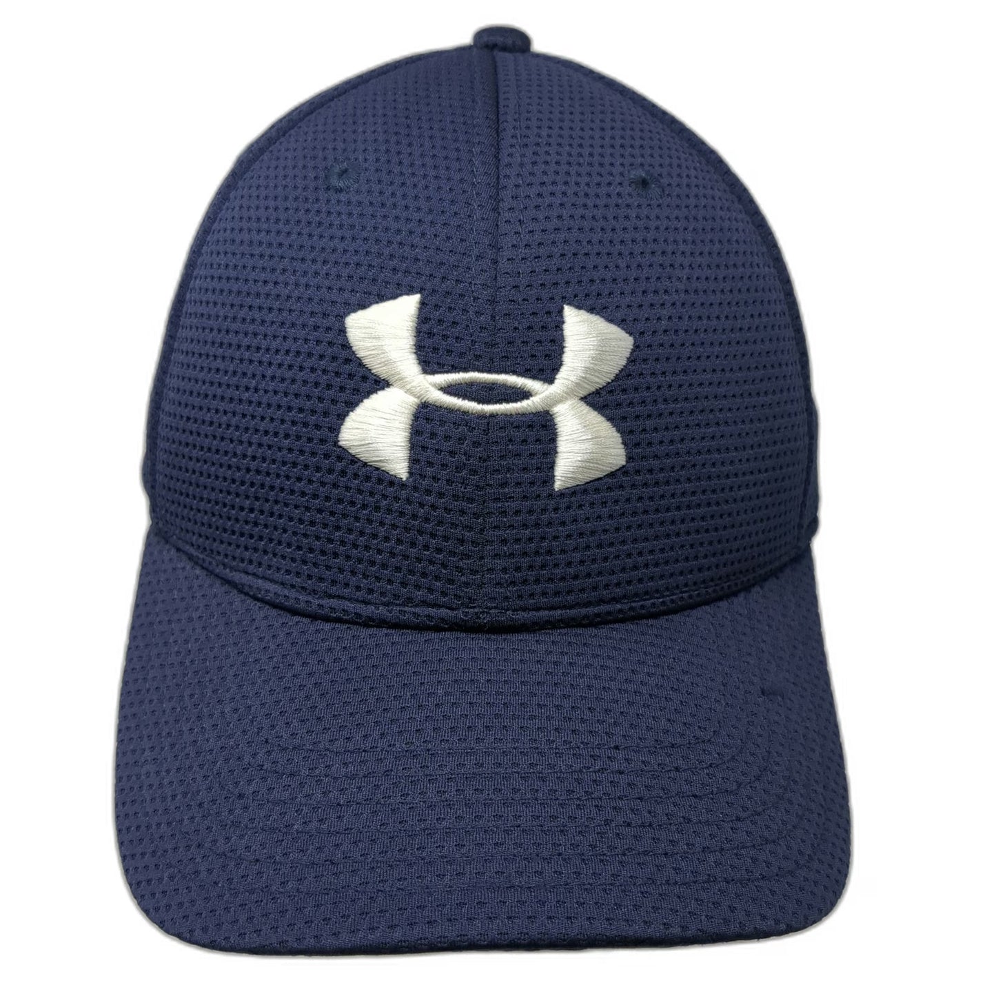 Under Armour Baseball Cap Blue L Mesh Stretch Fit Embroidered Logo Athletic Hat
