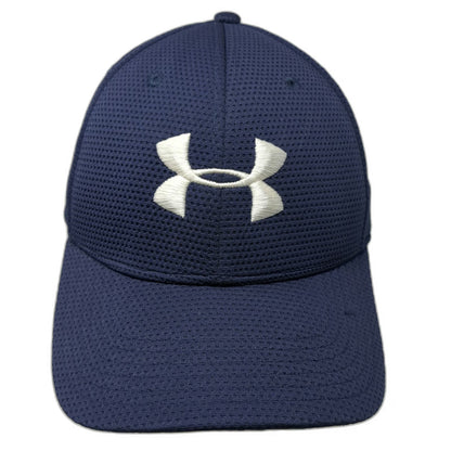 Under Armour Baseball Cap Blue L Mesh Stretch Fit Embroidered Logo Athletic Hat