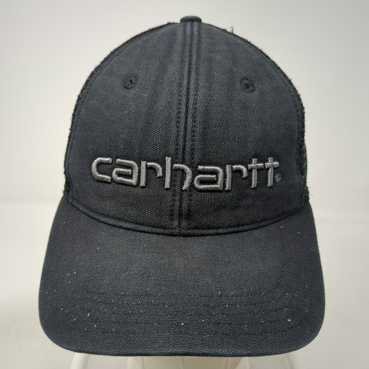 Carhartt Trucker Hat Black Gray One Size Mesh Back Snapback Embroidered Logo