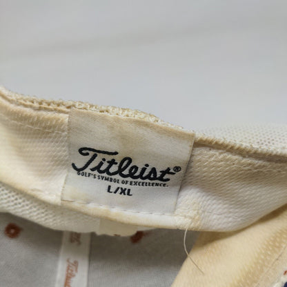 Titleist Men's Fitted Mesh Back Hat Orange White Size L/XL Embroidered Golf Logo